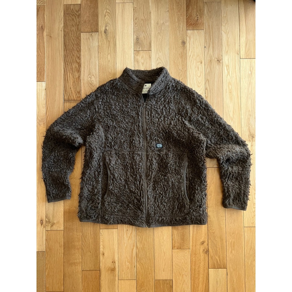 Snow Peak Japan Wool Fleece Full Zip Brown Jacket Stand Collar Mens Size XL